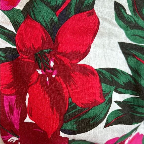 TAHARI LINEN FLORAL WIDE LEG PANTS SIZE MEDIUM WHITE PINK RED GREEN TROPICAL - Picture 6 of 10
